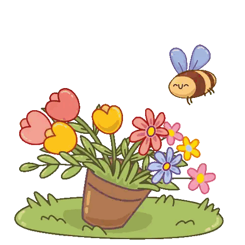 Bee Flying Over Flowers Günaydin Sticker