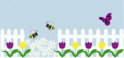 Bee Flying Over Picket Fence Saying Happy Spring GIF