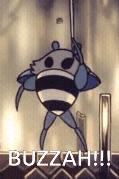 Bee Hanging From Rope Saying Buzzah GIF