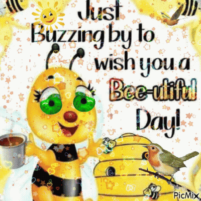 Bee Holding Coffee Wishing Beautiful Day GIF