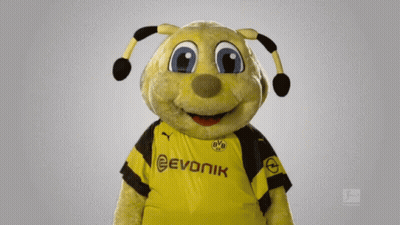 Bee Mascot In Yellow And Black Evonik Jersey GIF