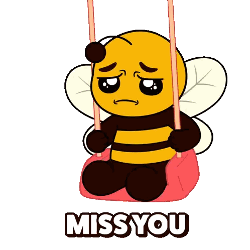 Bee On Swing Saying Miss You Sticker