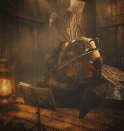 Bee Playing Violin In Dark GIF