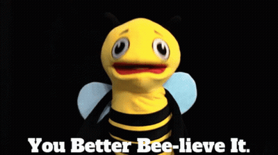 Bee Puppet Says You Better Bee-Lieve It GIF