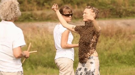 Bee Sting Women Chest Full Of Bees GIF