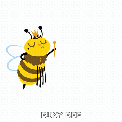 Bee Wearing Crown Holding Spoon GIF