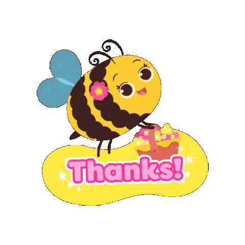 Bee With Flower On Thanks Sign Sticker