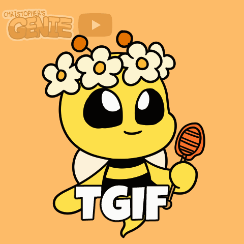 Bee With Flowers on Head Holding Lollipop TGIF