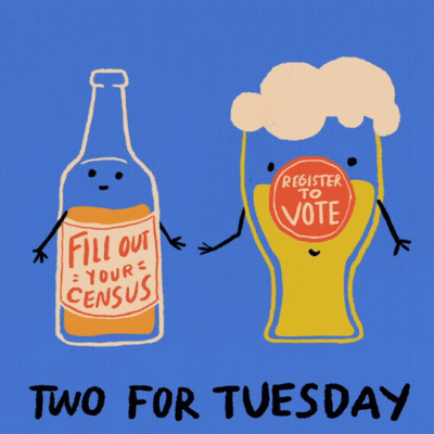 Beer Bottle And Glass With Register To Vote Sign GIF