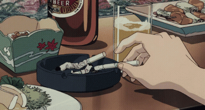 Beer Bottle Next To Smoker GIF