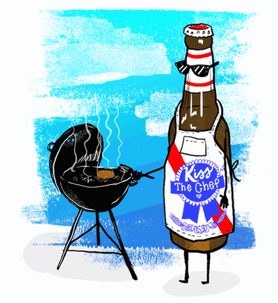 Beer Bottle With Apron Saying Kiss The Chef GIF