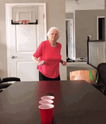 Beer Pong Playing Old Lady Dancing GIF