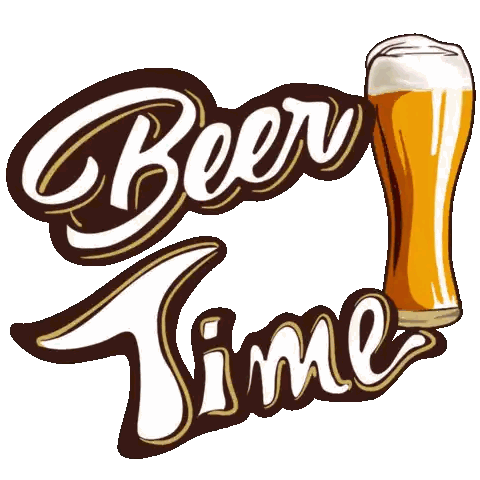 Beer Time Sign With Glass Of Beer Sticker
