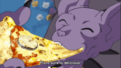 Beerus God Of Destruction Enjoys Eating Pizza GIF