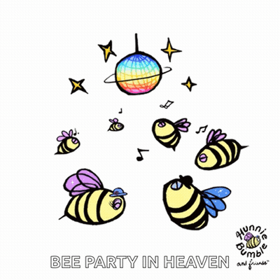 Bees Flying Around Disco Ball Bee Party In Heaven GIF
