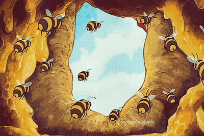 Bees Flying Around Tree Hole GIF