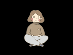 Beige Cutie Girl Minimalist Cartoon GIF