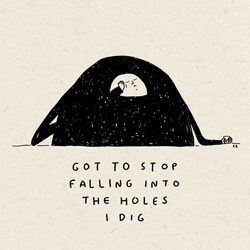 Beige Minimalist Falling Into Holes Graphic Design GIF