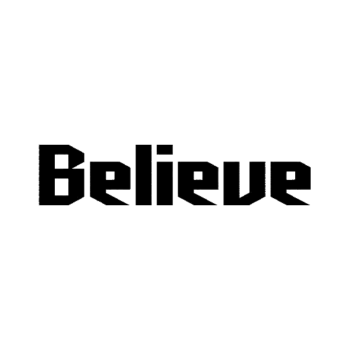 Believe Logo In Black And Yellow Sticker