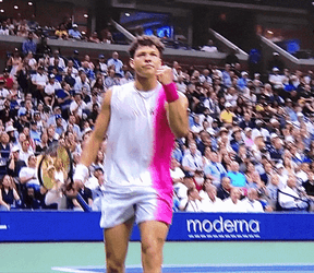 Ben Shelton Dodging Thrown Tennis Ball GIF