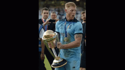 Ben Stokes Holding Trophy GIF