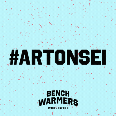 Bench Warmers Worldwide Logo #Artonsei On Blue GIF