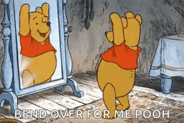 Bend Over Cute Winnie Mirror Exercise GIF