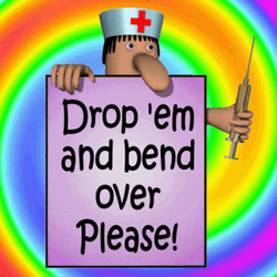 Bend Over Nurse Syringe Mobile Artwork GIF