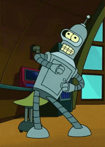 Bender From Futurama Dancing In Room With Chair GIF