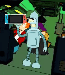 Bender From Futurama Is Holding A Nintendo Switch In His Hands . GIF