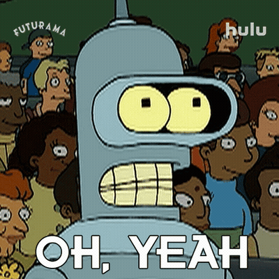 Bender From Futurama Is Standing In Front Of A Crowd And Saying Oh Yeah . GIF