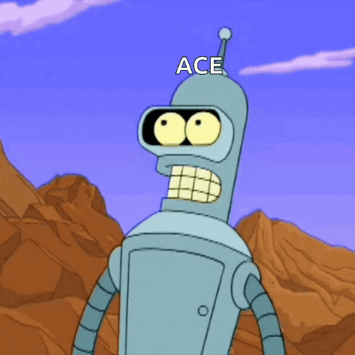 Bender From Futurama Is Standing In Front Of Mountains GIF