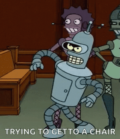 Bender From Futurama Is Trying To Get To A Chair GIF