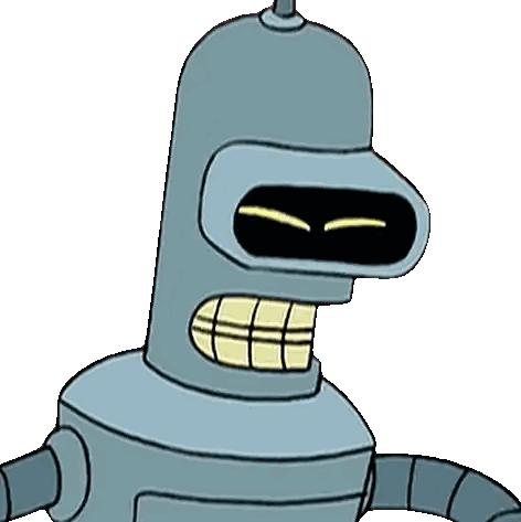 Bender From Futurama Is Wearing A Helmet And Has A Big Smile On His Face . Sticker