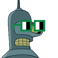 Bender From Futurama Is Wearing A Pair Of Green Square Glasses Sticker