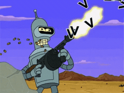 Bender From Futurama Shooting Gun