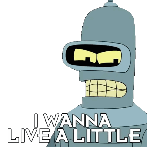 Bender From Futurama Thumbs Up I Wanna Live Sticker