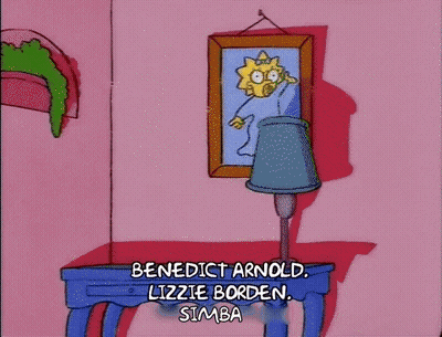 Benedict Arnold Lizzie Borden And Simba Standing Together GIF