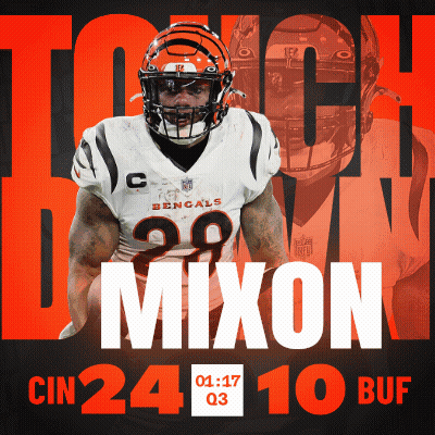 Bengals Mixon In White Jersey GIF