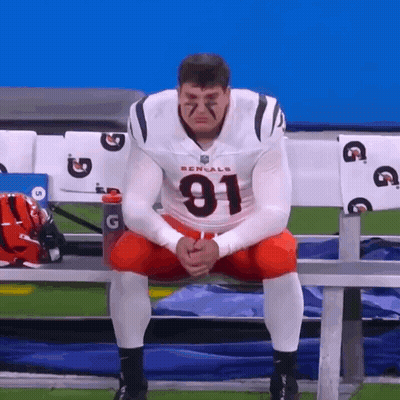 Bengals Player Sitting On Bench Eyes Closed GIF