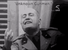 Benito Mussolini Rubbing Chin Unknown Gunmen