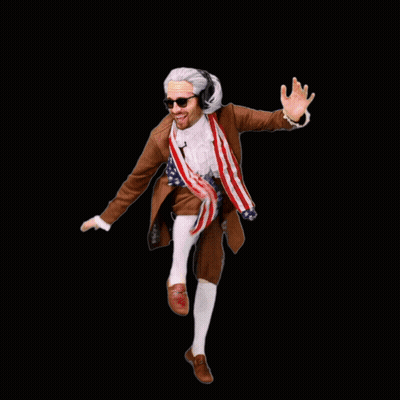 Benjamin Franklin Dancing With Bacon And Egg GIF