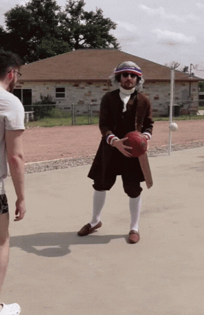Benjamin Franklin Holding Basketball GIF