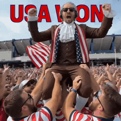 Benjamin Franklin Lifted By Crowd USA GIF