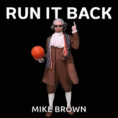 Benjamin Franklin Pointing At Basketball Run It Back Mike Brown GIF