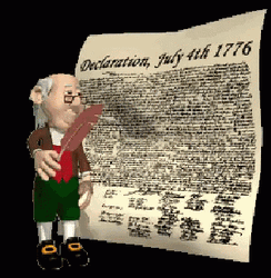 Benjamin Franklin Writing Independence Declaration