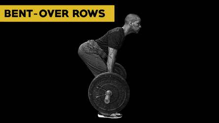 Bent Over Barbell Rows In Black Background GIF