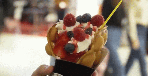 Berries And Cream In Egg Waffle GIF
