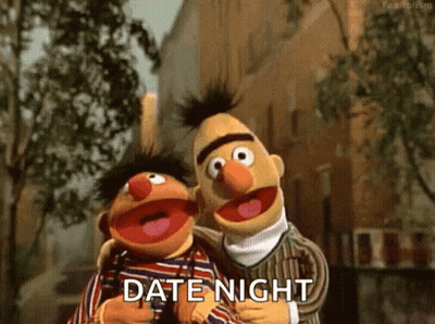 Bert And Ernie Hugging Date Night GIF