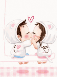 Besitos Cartoon Couple I Love You GIF